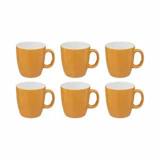 Secret de Gourmet Set Van 6 Colorama Koffiemokken - Geel - 18 Cl - Geschikt Voor Espresso & Cappuccino - Koffie Kopjes - Gele Kleur - 6 Stuks -