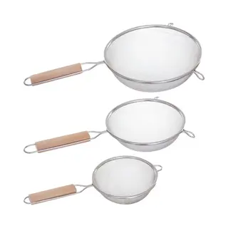 5Five Simply Smart Set 3 Edelstahl+holzsiebe Durchmesser 12cm/16cm/20cm