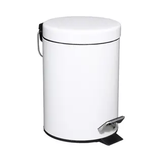 5Five Pedaalemmer - Wit - Metaal - 3L - 25 Cm - Voor Badkamer En Toilet - Prullenbak