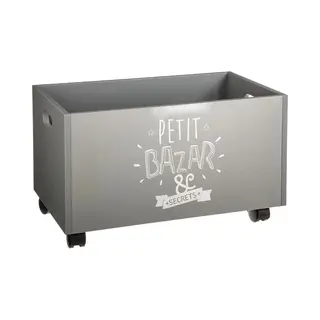 Atmosphera Createur D'interieur Atmosphera Opbergkist Voor Speelgoed, Grijs, 48 X 28 X 28, 5 Cm, Hout, Wielen Met Remmen, Voor Kinderkamer