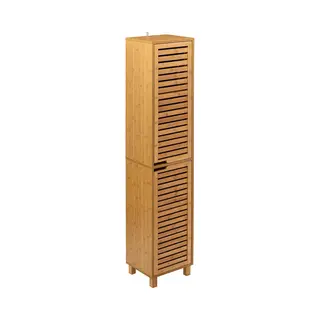 5Five Kolomkast - Hoog - 34 X 24 X 170 Cm - Bamboe - Bruin - Badkamerkast - Badkamer Meubel
