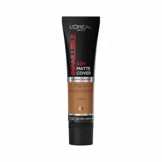 L'Oreal Paris Cover Liquid Foundation, With 4% Niacinamide, Long Lasting, Natural Finish, Available In 20 Shades, Spf 25, Infallible 32H Matte Cover,