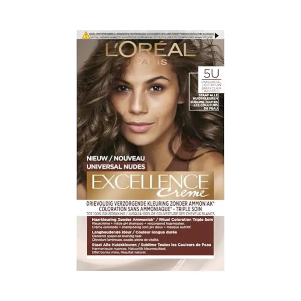 Gratis, L'Oréal Excellence Crème Universal Nudes Permanente Haarkleuring 5U Universeel Lichtbruin thumbnail