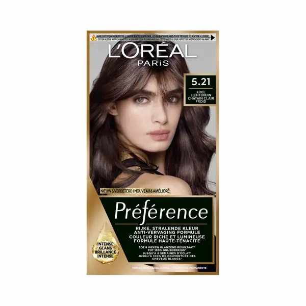 3x L'Oréal Préférence Permanente Haarkleuring 5.21 Koel Lichtbruin thumbnail
