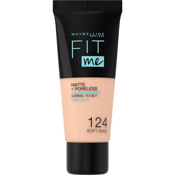 Maybelline New York Fluide Fit Me Matte & Poreless Foundation, 124 Zand, 3 Stuks (3 X 30 Ml) thumbnail