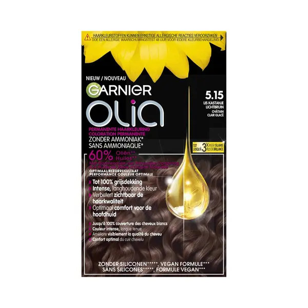 , Garnier Olia Permanente Crèmekleuring 5.15 Kastanje Lichtbruin 1 Set thumbnail