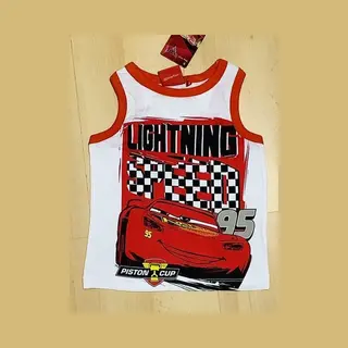 Disney Cars Shirt - Mouwloos - Wit/rood - Maat 98 (3 Jaar)