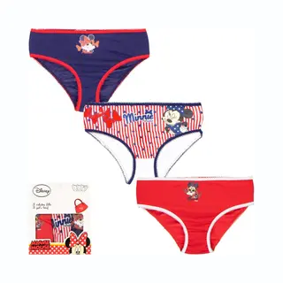 3 Pack Meisjes Slips - Minnie Mouse - Marineblauw-Rood/streep-Rood - Maat 4/5 Jaar