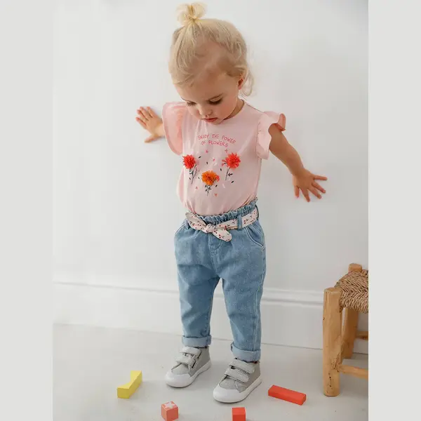 Vertbaudet Babyjeans Met Stoffen Riem Double Stone thumbnail