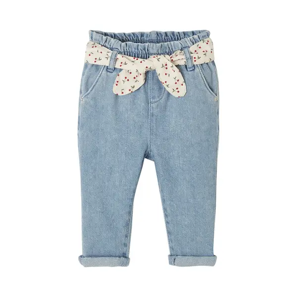 Vertbaudet Babyjeans Met Stoffen Riem Double Stone thumbnail