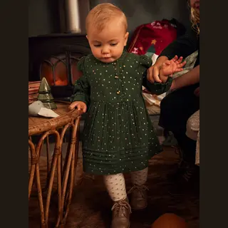 Vertbaudet Baby Kleid Mit Sternen Dunkelgrün Bedruckt 62