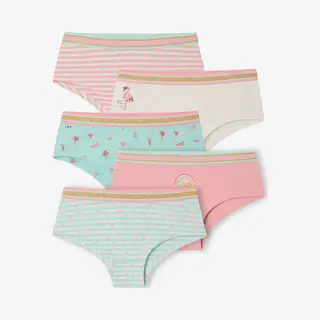 Vertbaudet 5er-Pack Mädchen Shortys Pack Rosa/Aqua 140