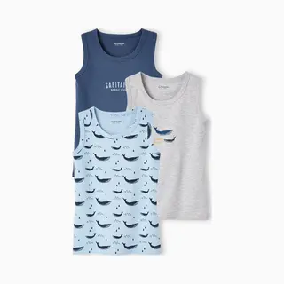Vertbaudet 3er Pack Jungen Tank Top Wale, Mehrfarbig, 14 Jahre