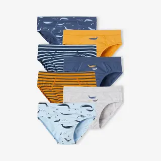 Vertbaudet 7er-Pack Jungen Slips Mit Bio-Baumwolle, Wale Himmelblau 92/98