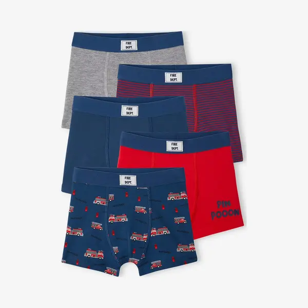 Vertbaudet Boxershorts Jungen Boxershorts Mit Bio-Baumwolle, Feuerwehr 5er-Pack, Feuerwehr thumbnail