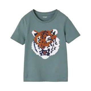 Vertbaudet Jungen T-Shirt Mit Wende-Pailletten Aqua 110