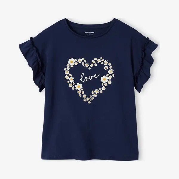 Vertbaudet Kurzarmshirt Mädchen T-Shirt Mit Volantärmeln thumbnail