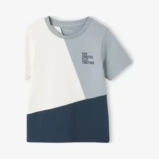 Vertbaudet Jongens-T-shirt Colorblock En Korte Mouwen Blauwgroen