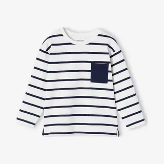 Vertbaudet Aanpasbaar Jongensshirt Met Strepen Ecru