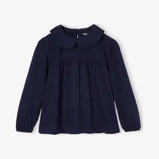 Vertbaudet Mädchen Blusenshirt Mit Lochstickereien Marine 140