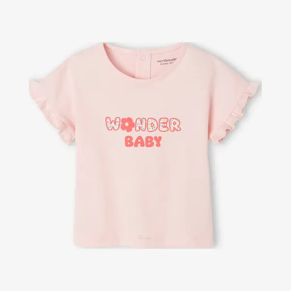 Vertbaudet T-shirt Voor Baby's Met Boodschap In Biologisch Katoen Lichtroze thumbnail