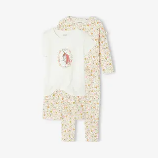 Vertbaudet Lot Pyjama + Pyjashort Flower Power Basics Bleekblauw