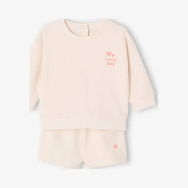 Vertbaudet Sweat- En Shortset Voor Baby's Ecru thumbnail