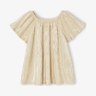 Vertbaudet Feestelijke Meisjesblouse In Lamé Met Geplooid Effect En Vlindermouwen Goud