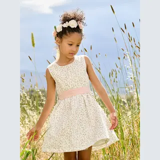 Vertbaudet Mädchen Festkleid Weiß Bedruckt 158