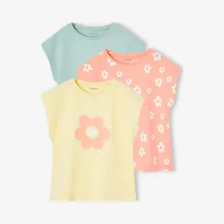 Vertbaudet 3er-Pack Mädchen T-Shirts Basic Graublau 140