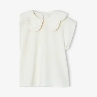 Vertbaudet Meisjesshirt Met Geborduurde Kraag Ecru