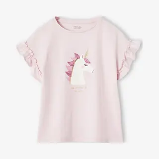 Vertbaudet Mädchen T-Shirt Mit Volantärmeln Hellrosa 98/104