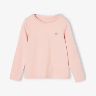 Vertbaudet Mädchen Shirt Mit Glitzerherz Und Recycling-Baumwolle Basic Pudrig Rosa 110