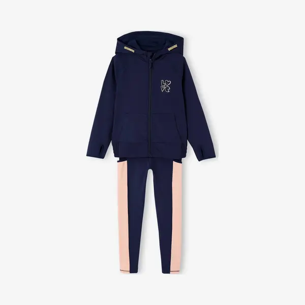 Vertbaudet Sportset Voor Meisjes Met Hoodie En Legging Van Technisch Materiaal Marineblauw thumbnail