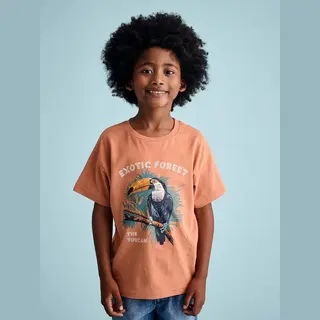 Vertbaudet Jongensshirt Dierenmotief Sinaasappel