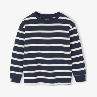 Vertbaudet Gestreept T-shirt Met Lange Mouwen Voor Jongens Nachtblauw