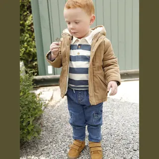 Vertbaudet Babymantel In Ribfluweel Met Voering Van Imitatiebont Karamel