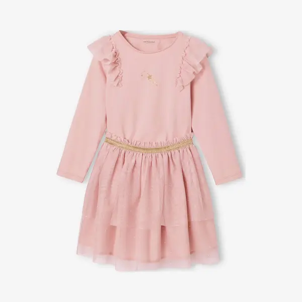 Vertbaudet Kerst Set Voor Meisjes, Rok Met Tule En T-shirt Met Ruches Roze (poederkleur) thumbnail