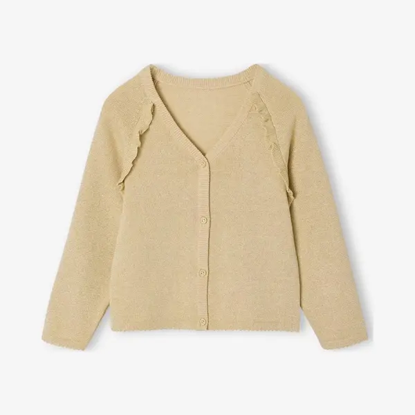 Vertbaudet Meisjesvest Met Ruches Goudbeige thumbnail