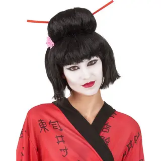 Vegaoo - Zwarte Geisha Pruik Voor Vrouwen - Zwart - One Size