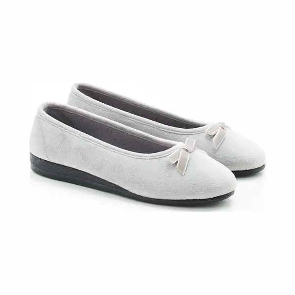 Damart - Pantoffels Met Fluweellook - Dames - Grijs - 40 thumbnail