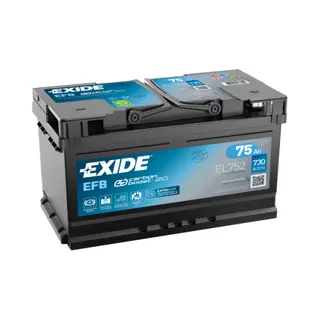 Exide Efb EL752 Fahrzeugbatterie Efb (Enhanced Flooded Battery) 75 Ah 12 V 730 A Auto