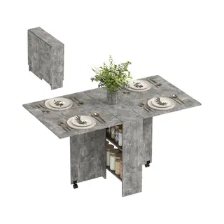Homcom-Opklapbare Eettafel-spaanplaat-75x140x74cm-Grijs
