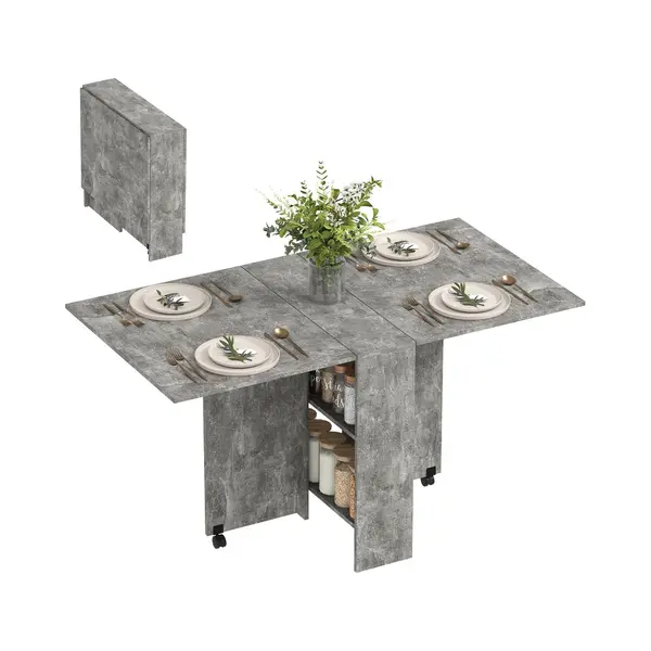 Homcom-Opklapbare Eettafel-spaanplaat-75x140x74cm-Grijs thumbnail