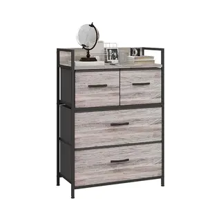Homcom Commode Voor Slaapkamer, Commode Met 4 Opvouwbare En Afneembare Stoffen Laden Met Open Plank En Metalen Frame, Doek Voor Woonkamer, Slaapkamer,