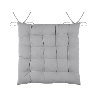 Stof Textile Stoelkussens Duo - Grijs - 38 X 38 X 3.5 Cm - Touwtjes Sluiting - Zitkussens - Binnen/buiten