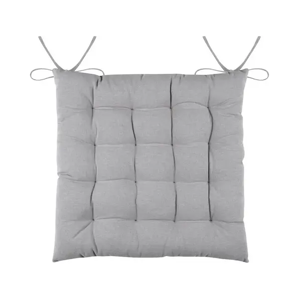 Stof Textile Stoelkussens Duo - Grijs - 38 X 38 X 3.5 Cm - Touwtjes Sluiting - Zitkussens - Binnen/buiten thumbnail