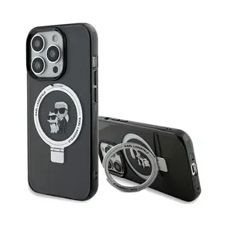 Karl Lagerfeld Ring Stand Karl & Choupette Hard Case Back Cover Met MagSafe Voor Apple IPhone 13 Pro Max - Zwart