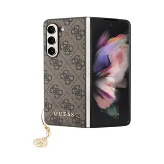 Guess Charm Geschikt Voor Samsung Galaxy Z Fold 5 Hoesje - Bruin