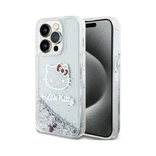 Hello Kitty Hello - Kitty - Liquid Glitter Charms Kitty Head Case Voor IPhone - 13 - Pro / 13 - Zilver